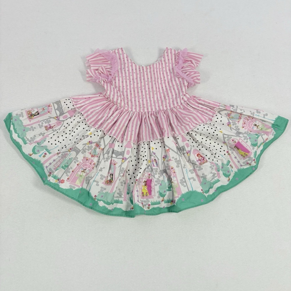 Pippa and Julie Girls‎ Disney Princess Cap Sleeve Spring Dress 2T Pink Stripe